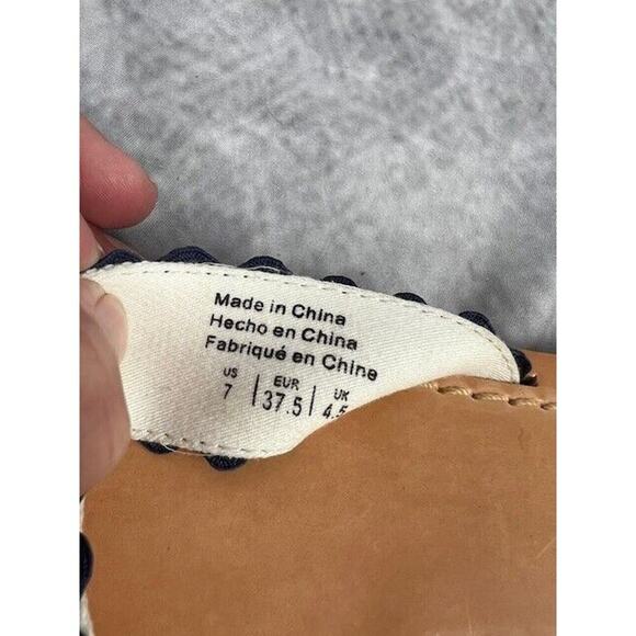 Draper James Women Piper Flat Slide Sandals Size 7 Fabric White and Blue - Picture 4 of 6